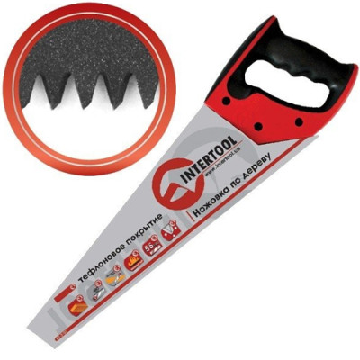 Ножівка по дереву 450 мм з тефлон. покриттям, кален. зуб, 3-а заточка /ящ.6шт
