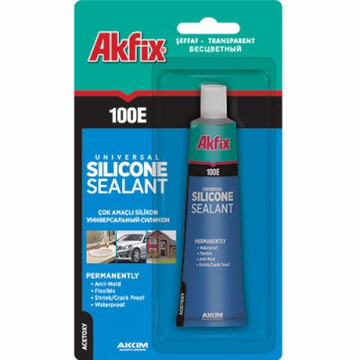 Силікон 100Е білий 50мл тюбік блістері Акфікс  ящ 24шт