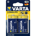 Батар. Varta Longlife D BLI 2 Alkaline /LR20 (4120) блістер/10шт в кор.