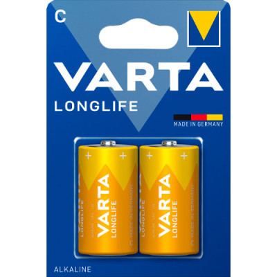 Батар. Varta Longlife С BLI 2 Alkaline (4114)/10шт в кор.