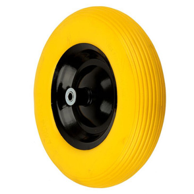 Колесо лите поліуретан 4,0*8 (арт 01-077) жовте диск чорний o/d=16 втулка 105мм 1/5/1