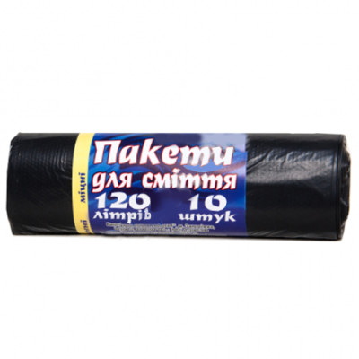 Пакети для сміття 120л*10шт Арт Принт/ PRIMER чорні/ ящ.50шт Пакети для сміття 120л*10шт Арт Принт/ PRIMER чорні/ ящ.50шт