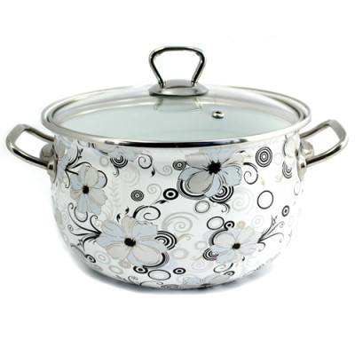 Каструля емаль 3,1л/18см нерж.ручки кришка скло 