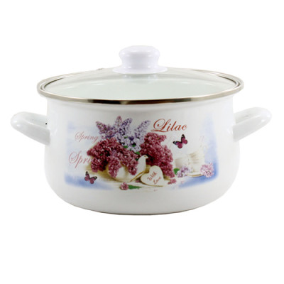 Каструля емаль 3л/20см кришка скло 