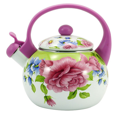 Чайник емаль 2,2л зі свистком PINK HANDLE Сірен.троянда ZAUBERG /FT7 22/L