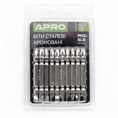 Біта 65мм PH2-SL6 2стороння хром Апро уп 10шт