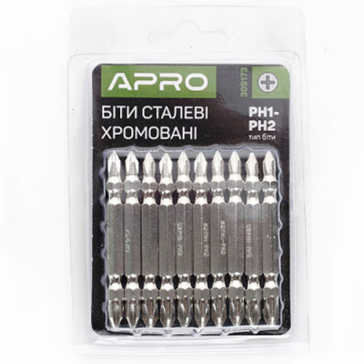 Біта Апро 65мм PH1-PH2 2стороння хром, уп. 10шт