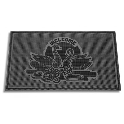 Килимок гумовий придверний 45см*75см*0,6см K-18 Welcome+лебеді /уп. 10 шт.