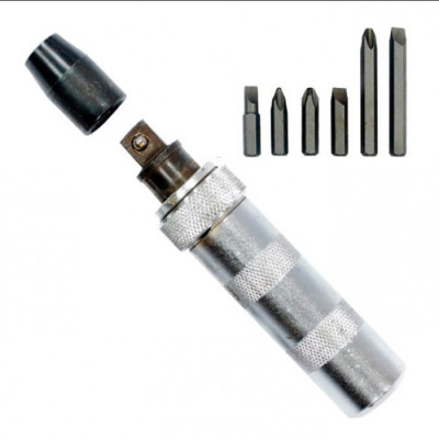 Викрутка ударна з комплектом насадок 6 од сіра