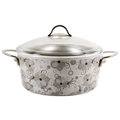 Каструля алюм. глибока 3,0л d=22, кришка скло AL 1279 Мереживо