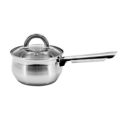 Ківш нерж 1,3л з кришкою скл. /ZB-1.3RR