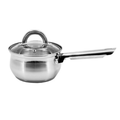 Ківш нерж 1,3л сфер. з кришкою скл. /ZB-1.3SS