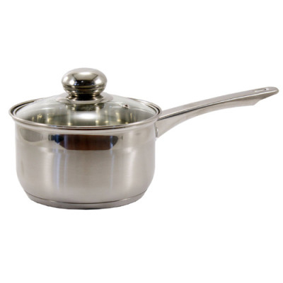 Ківш нерж 1,3л сфер. з кришкою скл. /ZB-1.3CS