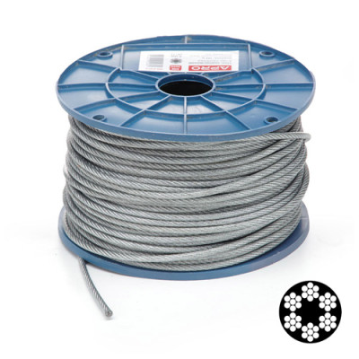 Трос стальний у пвх обплетенні 5мм (4+1) DIN 3055 (6*7) оц. бухта 100м Апро