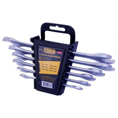 Набір ключів рожкових 6шт. (6*7, 8*10, 10*11, 12*13, 14*15, 16*17мм) Cr-V Сила-Інструмент