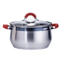 Каструля нерж.сфер. 2л.,ск. кришка RED / ZB-2R