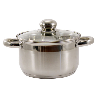 Каструля нерж.сфер. 2,6л.,ск. кришка / ZB-2,6С