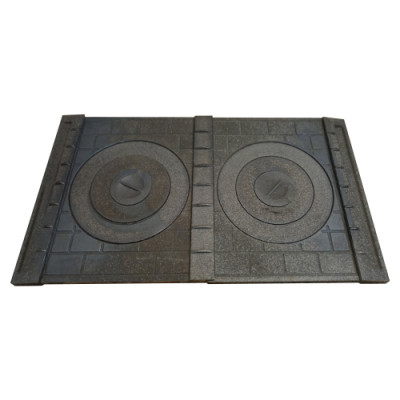 Плита двокомфорна чавунна 700 * 400 НАБОРНА (товщ 7мм)  (комплект -дві однок. плити + три полоси)