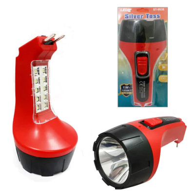Ліхтарик ручний на блістері 1LED+10SMD Silver Toss ST-9938 зарядка від мережі