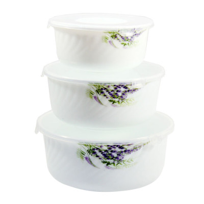 Набір салатників 3шт склокерам з вакум.криш Лаванда (14*16*19) /6808 HDW-3B