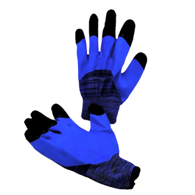 Рукавички піна сині, чорний палець /А300 / ящ 600шт / уп 12 шт