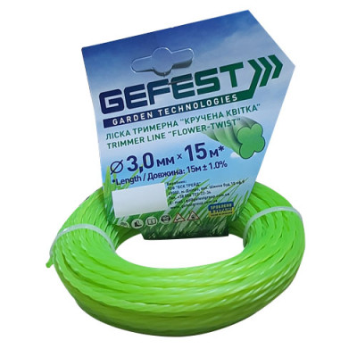 Волосінь (леска)  для тримера, 15м, кручена квітка, 3 мм