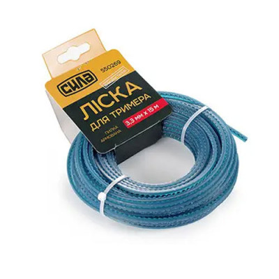 Волосінь (леска)  для тримера, 15м, пила армована 3,3 мм Сила