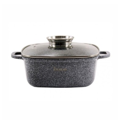 Каструля квадратна  5,4л кришка скло АП/покриття МАРМУР індук.дно /1226SN