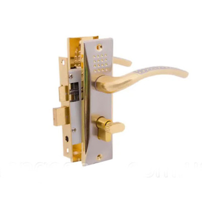 Ручка на планці з защелкою для міжкімнатних дверей 50мм GUSIDU L16B-SN/GP/уп.24шт