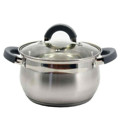 Каструля нерж.сфер. 2л.,ск. кришка GREY / ZB-2G