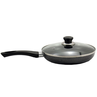 Сковорода мармуровим покриттям d=280 кришка скло FPM-286 Сіра