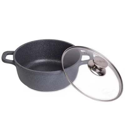 Каструля кругла 2.3л кришка скло АП/покриття МАРМУР індук.дно /0320SN