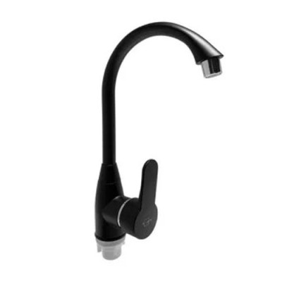 Змішувач для кухні пластик SOLONE LAP4-С030KB вухо однор чорний глянц.