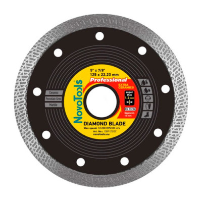 Диск алмаз NovoTools Professional 125мм*10мм*22,23мм Екстра кераміка