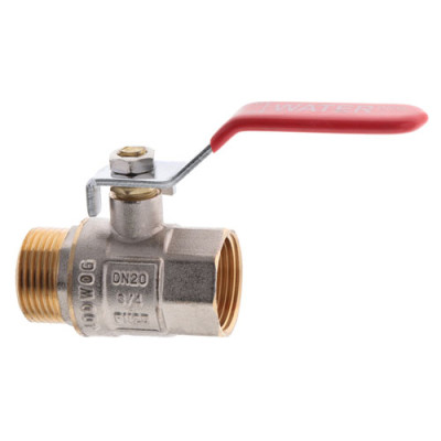 Кран кульовий 3/4 ВЗ ручка WaterPro червоний (шар латунь)