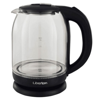 Чайник електричний 1,8л 1500 Вт, скляний (чорний) Liberton LEK-6808 (сервісний центр)
