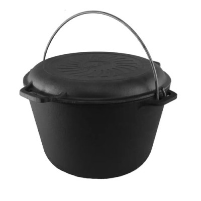 Казан чавун туристичний 8л з чавунною кришкою - сковородою ТМ 