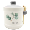 Банка керам для меду з дерев`яною ложкою 450мл Флора