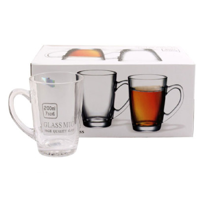 Набір чашок 6шт скло 200мл /BMZ21307