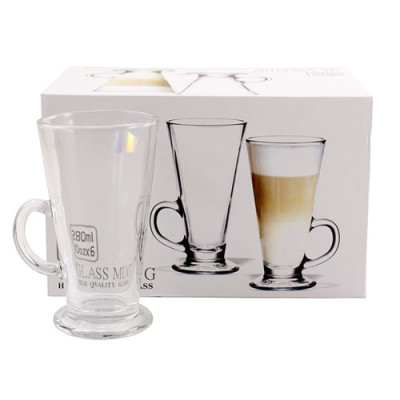 Набір чашок 6шт скло 280мл для латте /BMZ21910-1