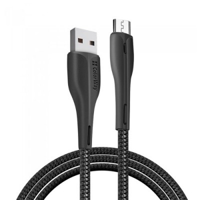 Кабель USB 1м/MicroUSB ColorWay Black 2.4A (CW-CBUM034-BK)