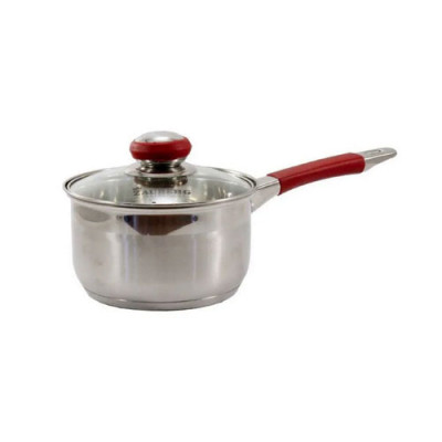 Ківш нерж 1,3л сфер. з кришкою скл. RED/ZB-1.3CSR