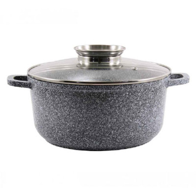 Каструля кругла 1.2л кришка скло АП/покриття МАРМУР індук.дно /0316SN