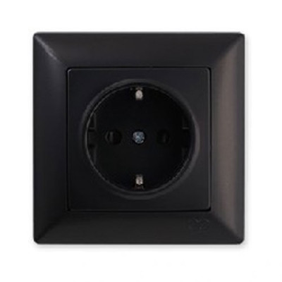 Розетка з/з внутрішня штепсельна (чорна) VISAGE /уп 12шт