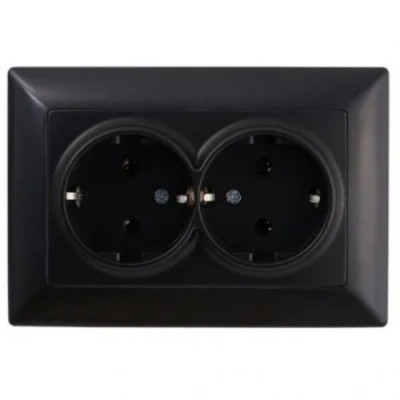 Розетка 2-я з/з внутрішня штепсельна (чорна) VISAGE /уп 12шт