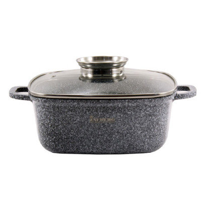 Каструля прямокутна 2,7л кришка скло АП/покриття МАРМУР індук.дно /1220SN