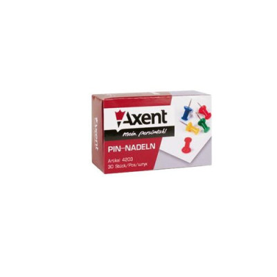 Кнопки-цвяхи кольорові AXENT 30шт 4203 /уп.20шт