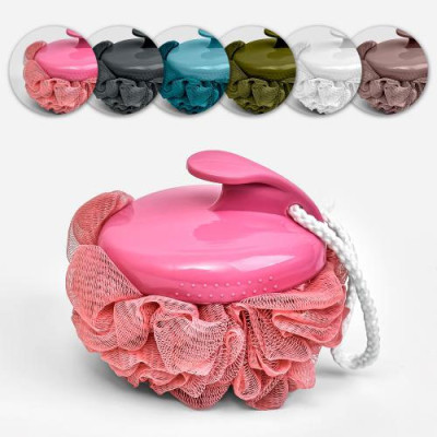 Мочалка банна Бант кольорова з ручкою /R90465 Мочалка банна Бант кольорова з ручкою /R90465