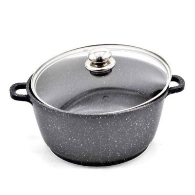 Каструля кругла 6,2л кришка скло АП/покриття МАРМУР індук.дно /0624SN