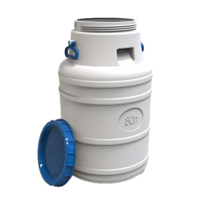 Бочка п/е харчова Літолан 80л з ручками  h65см*d42,5см горловина 28см  біла